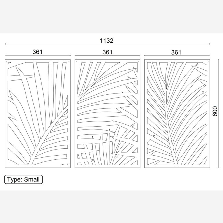 Corten steel wall decor Ferns 3-parts