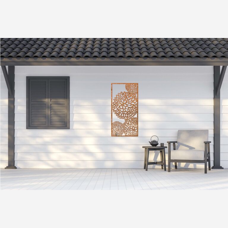 Corten steel wall decor Flower 2.0
