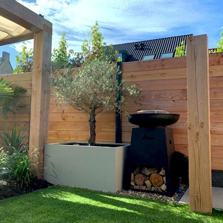 Powder coated steel planter Texas 80 x 120 cm