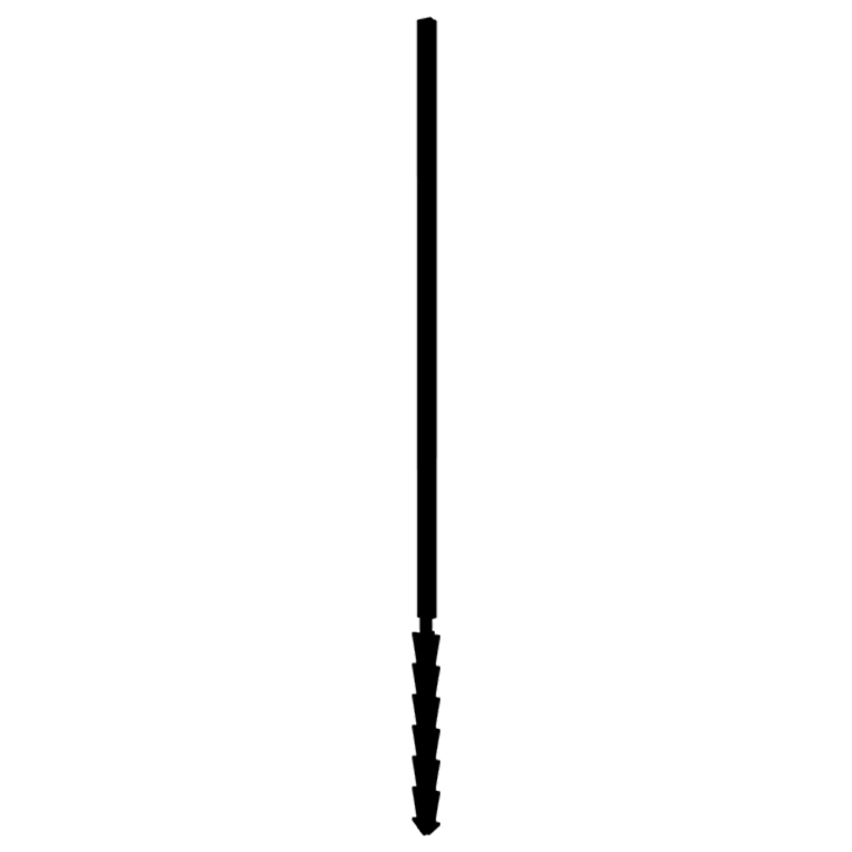 Powder coated garden panel post straight with support pin 190 x 6 x 3 cm