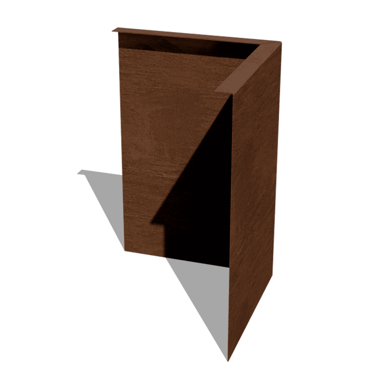 Corten steel border edge angled 45 cm outside corner