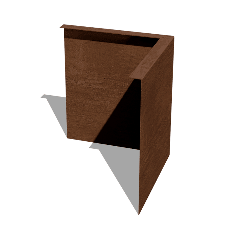 Corten steel border edge angled 34 cm outside corner