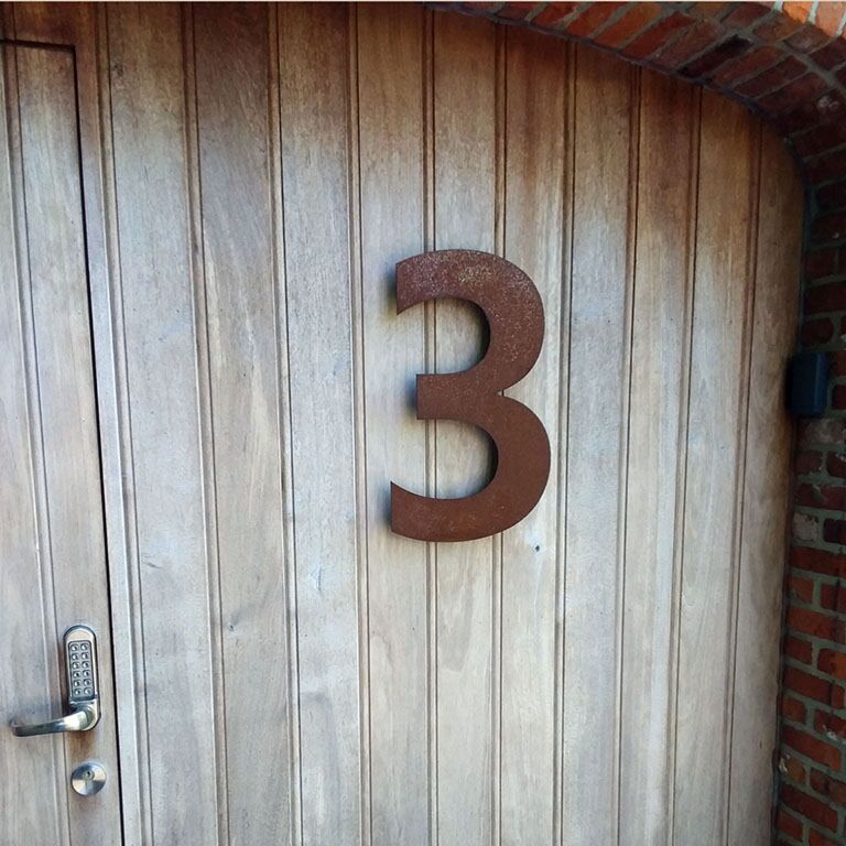 Corten steel house number 3 - 30 cm
