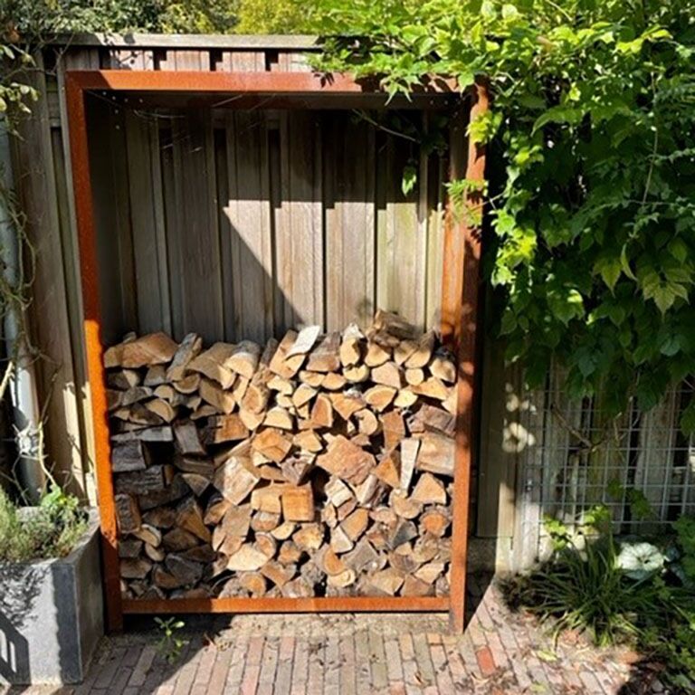 Corten steel log storage Indiana 180 x 120 x 40 cm