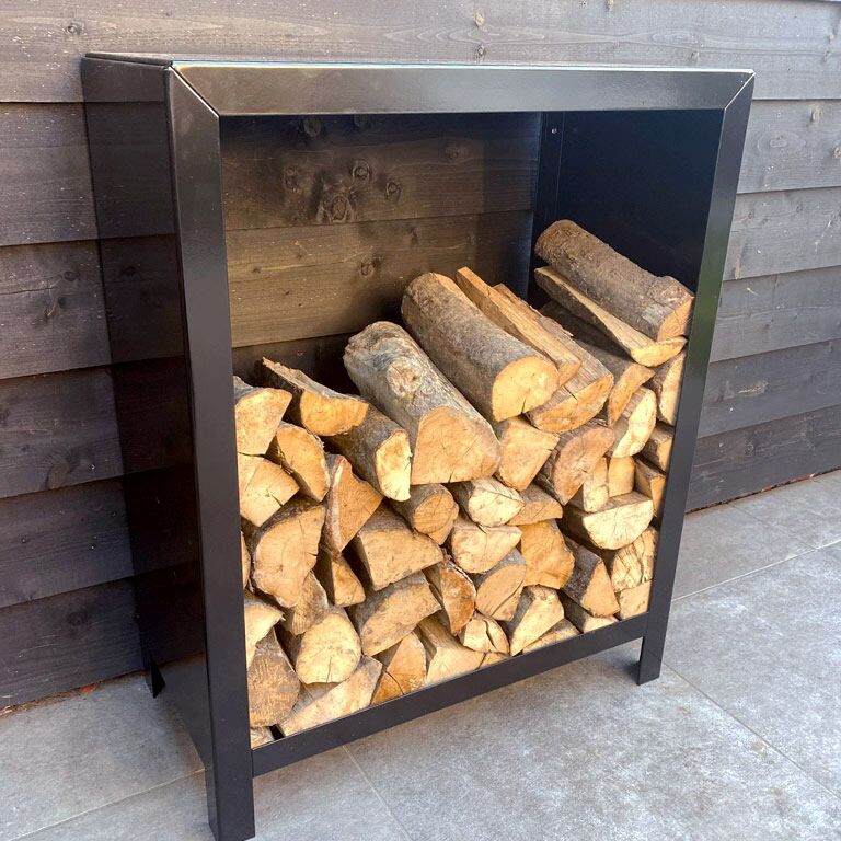 Powder-coated steel log storage Indiana 100 x 80 x 40 cm
