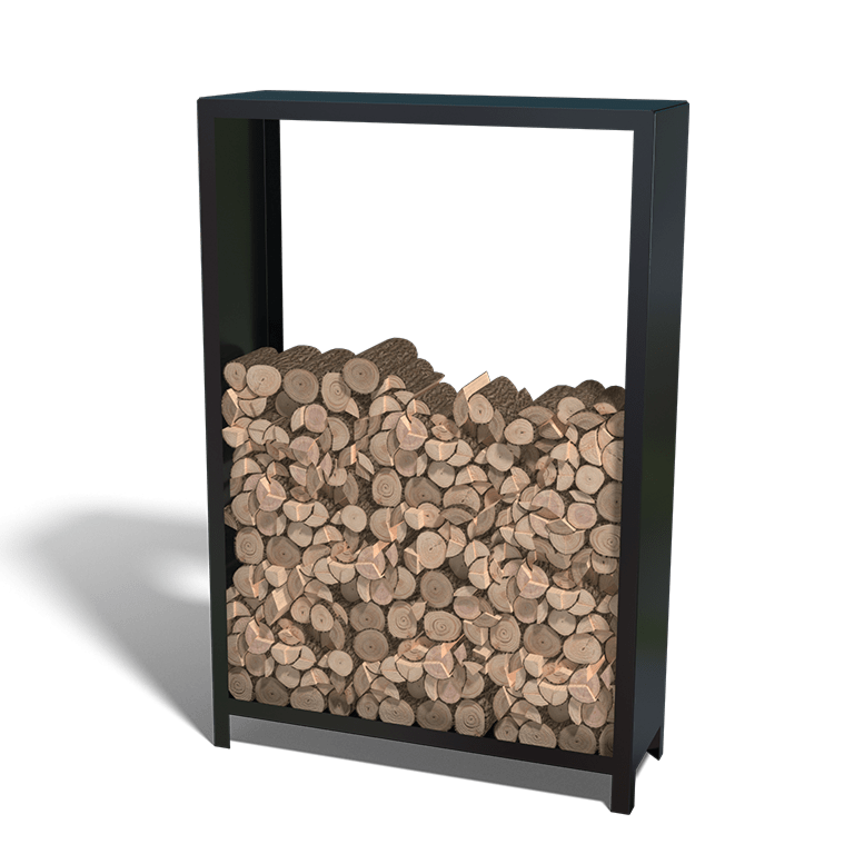 Powder-coated steel log storage 180 x 120 x 40 cm