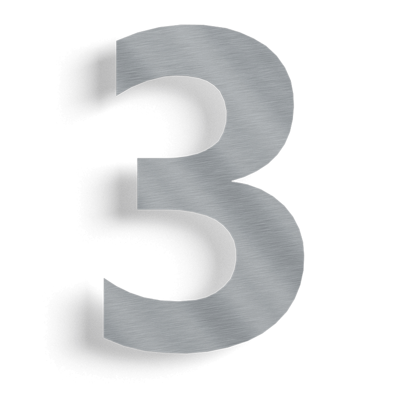 Stainless steel house number 3 - 30 cm