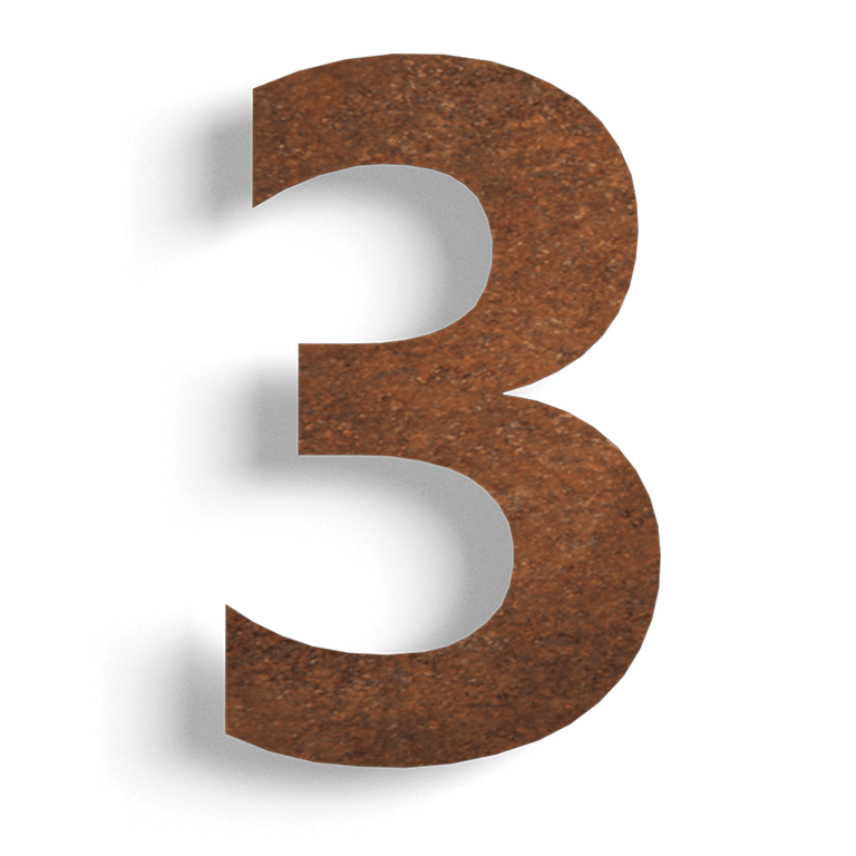 Corten steel (slab)house number 3 - 15 cm