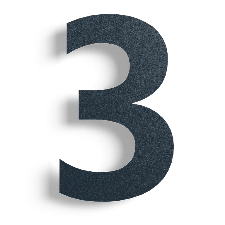 Black Stainless steel house number 3 - 15 cm