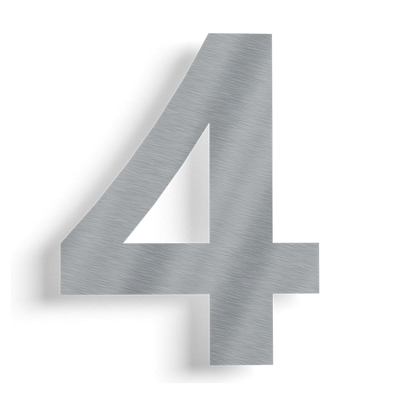 Stainless steel house number 4 - 30 cm