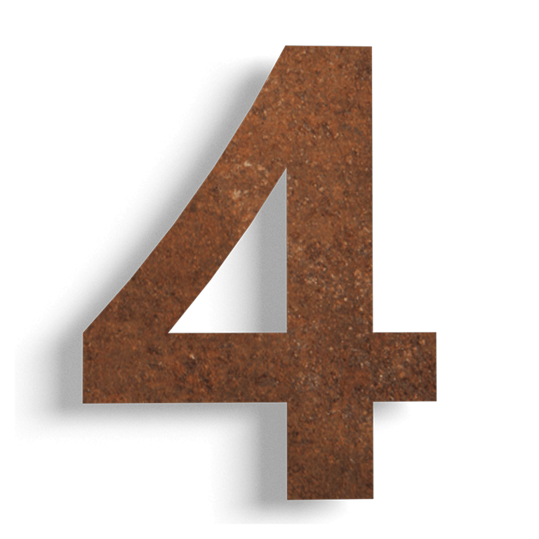 Corten steel house number 4 - 80 cm