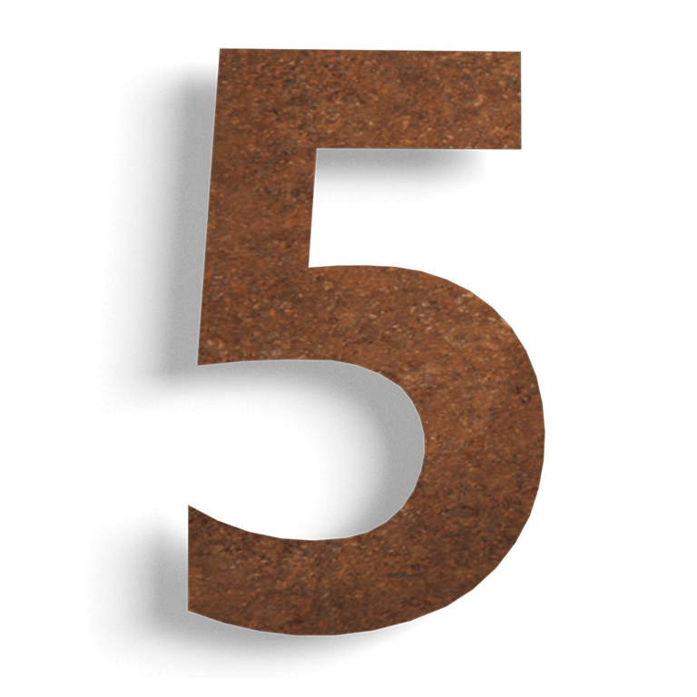 Corten steel house number 5 - 50 cm