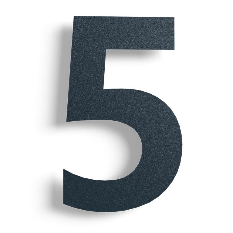 Black Stainless steel house number 5 - 15 cm