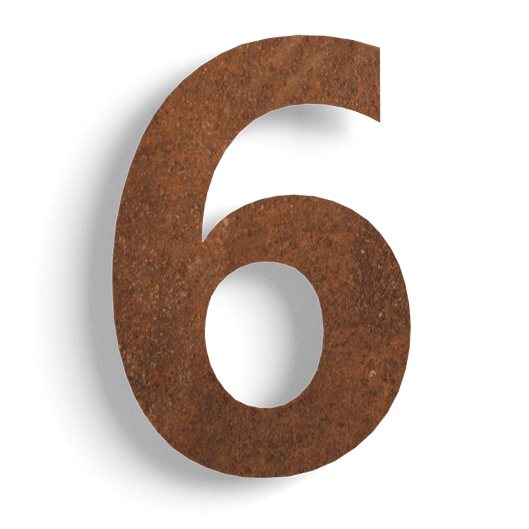 Corten steel house number 6 - 15 cm