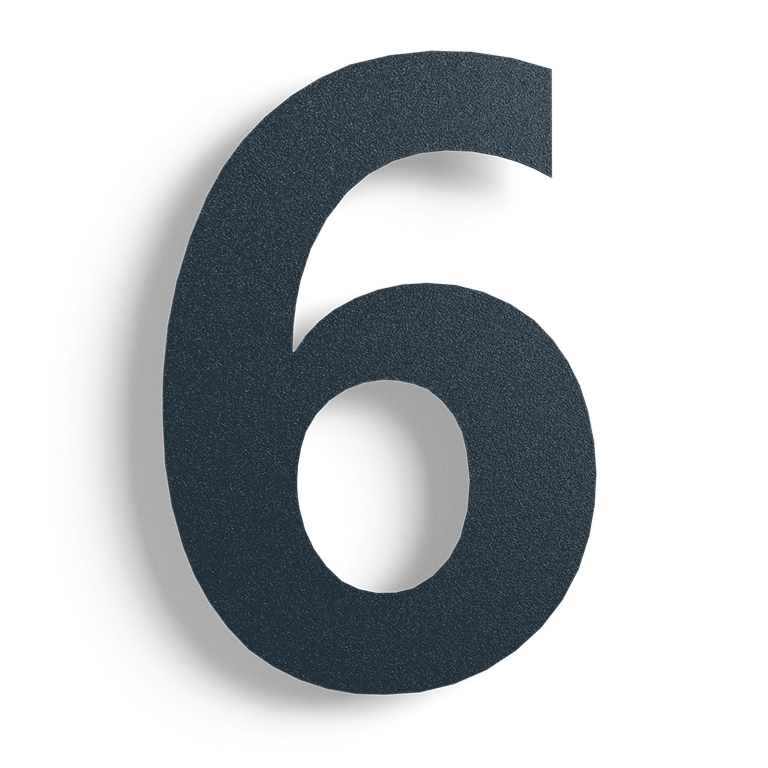 Black Stainless steel house number 6 - 15 cm