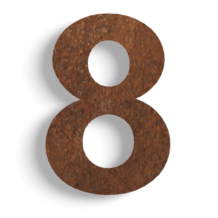 Corten steel house number 8 - 15 cm