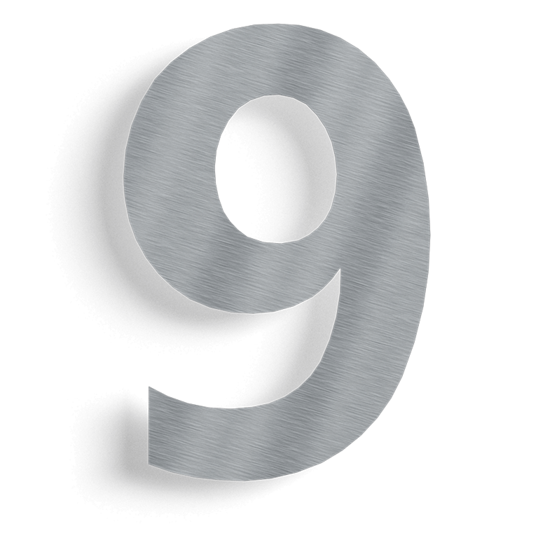 Stainless steel house number 9 - 15 cm