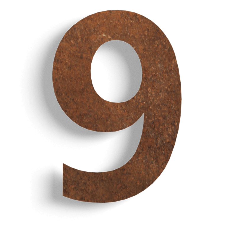 Corten steel house number 9 - 80 cm
