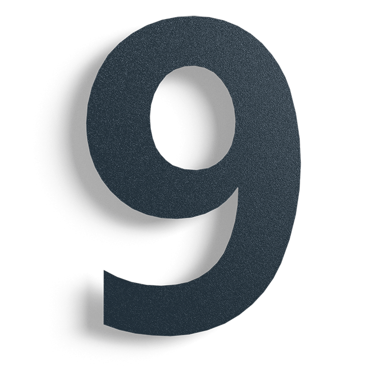 Black Stainless steel house number 9 - 15 cm