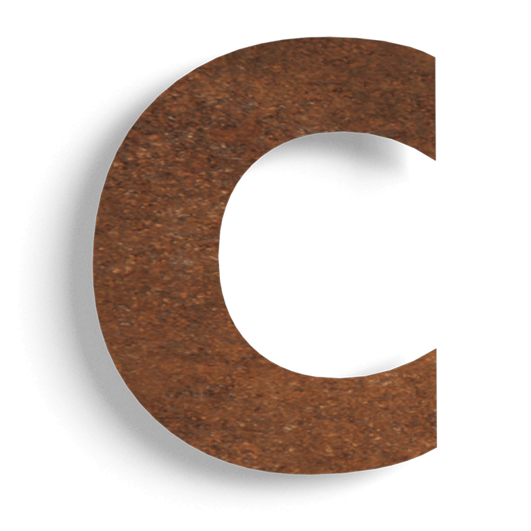 Corten steel house number c - 15 cm