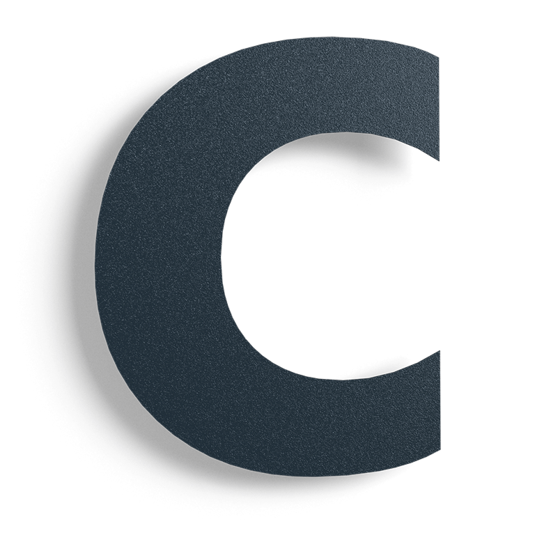 Black Stainless steel house number c - 10 cm