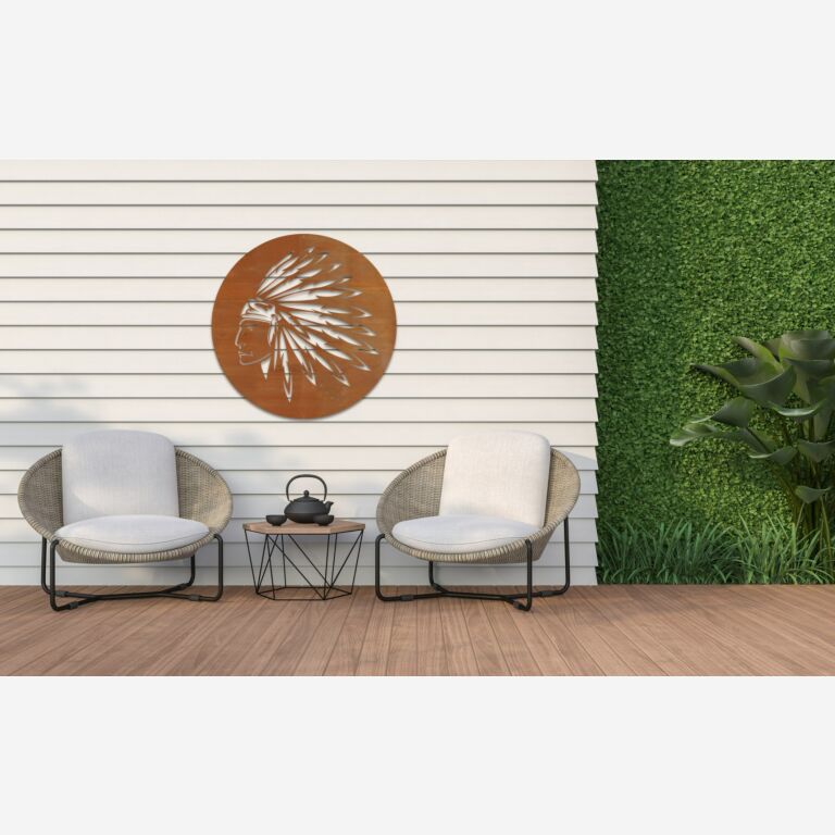 Corten steel wall decor Native American
