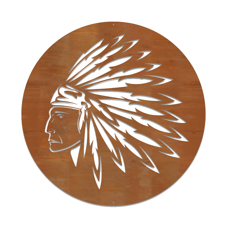 Corten steel wall decor Native American