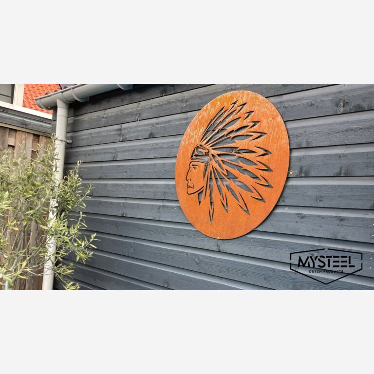 Corten steel wall decor Native American