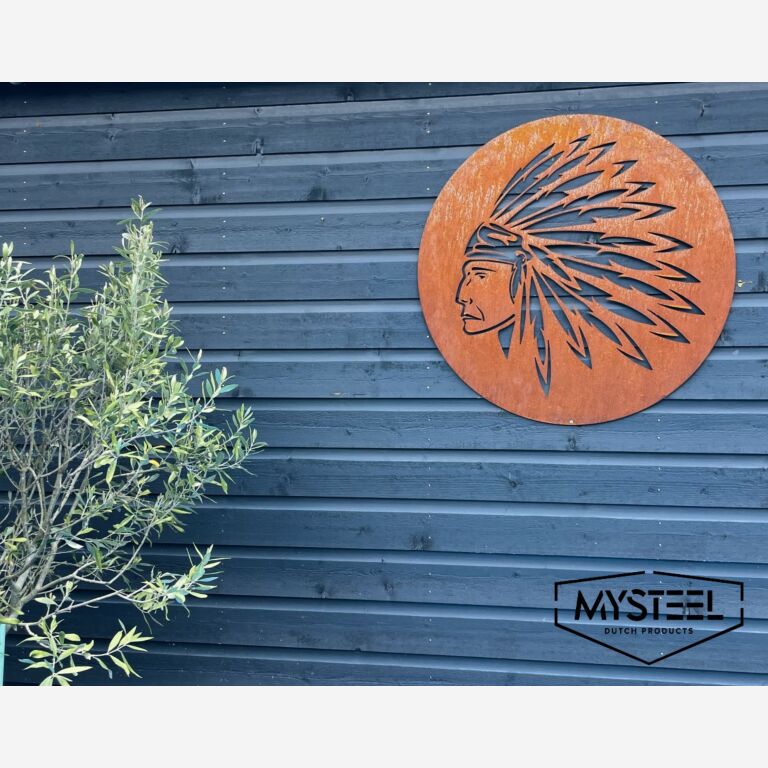 Corten steel wall decor Native American