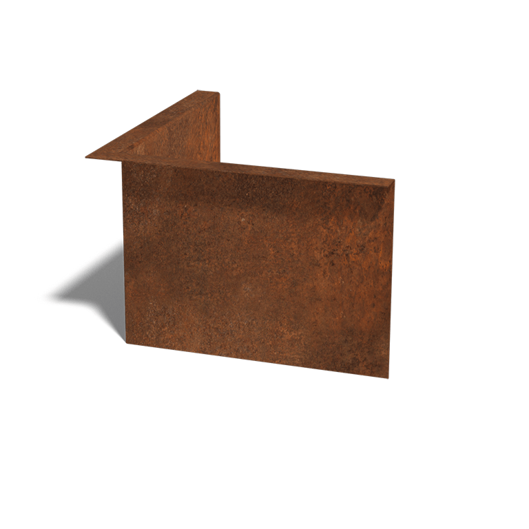 Corten steel border edge angled 12 cm inside corner