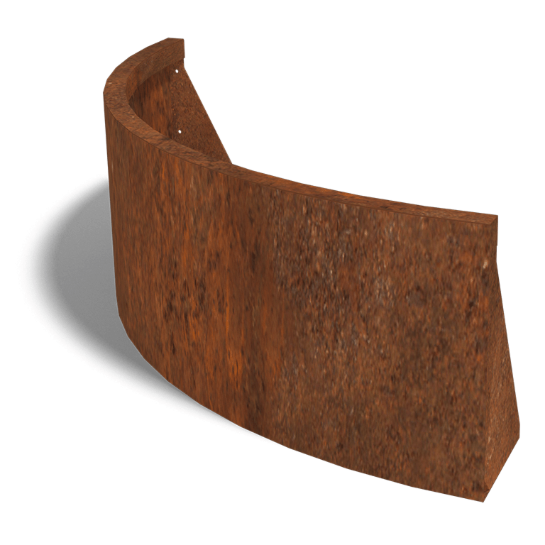 Corten steel retaining wall outside curve 100 x 100 cm (height 40 cm)
