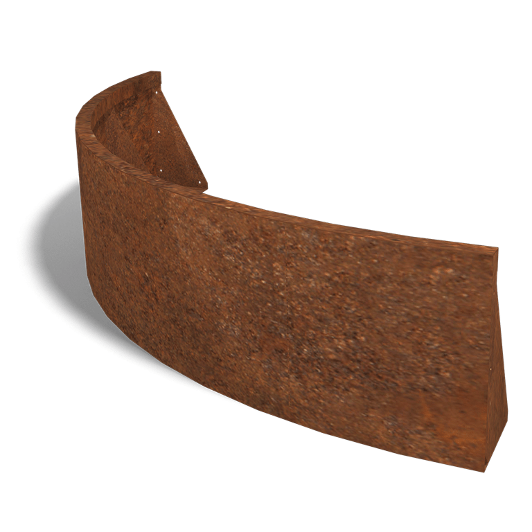 Corten steel retaining wall outside curve 150 x 150 cm (height 40 cm)