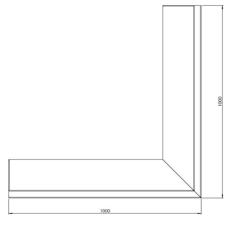 Powder coated steel retaining wall outside corner 100 x 100 cm (height 40 cm)