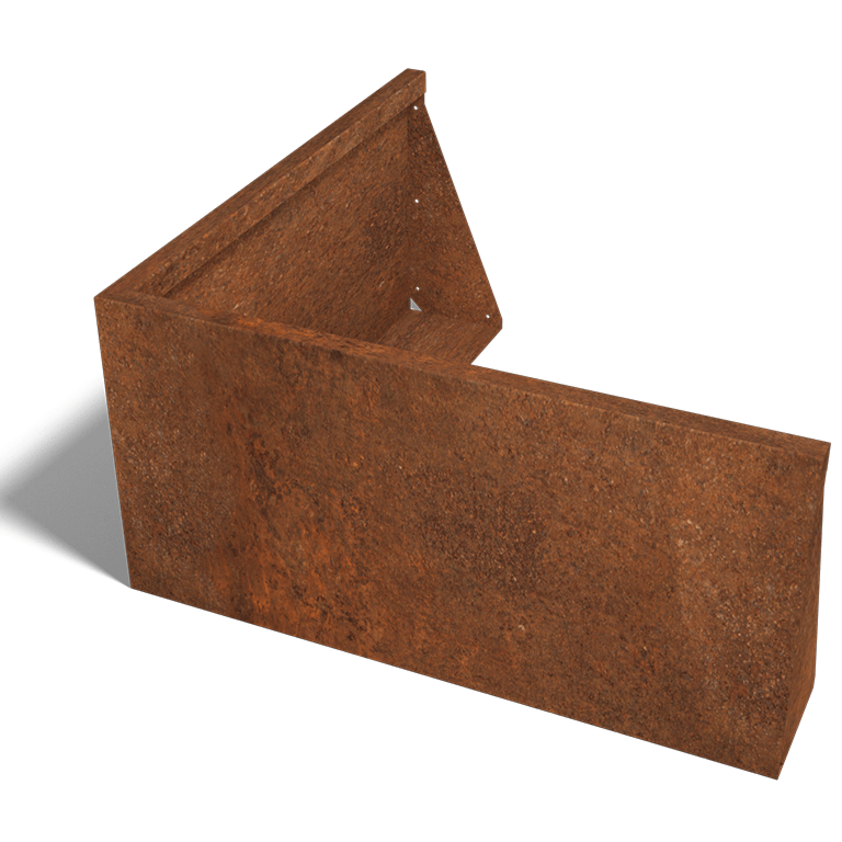 Corten steel retaining wall outside corner 100 x 100 cm (height 50 cm)