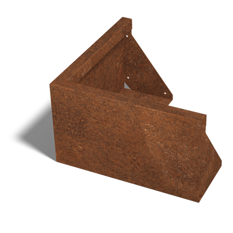 Corten steel retaining wall outside corner 50 x 50 cm (height 30 cm)