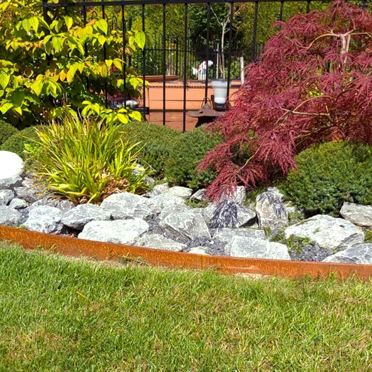 Corten steel border edge flattened 13 cm complete set per 15 metres