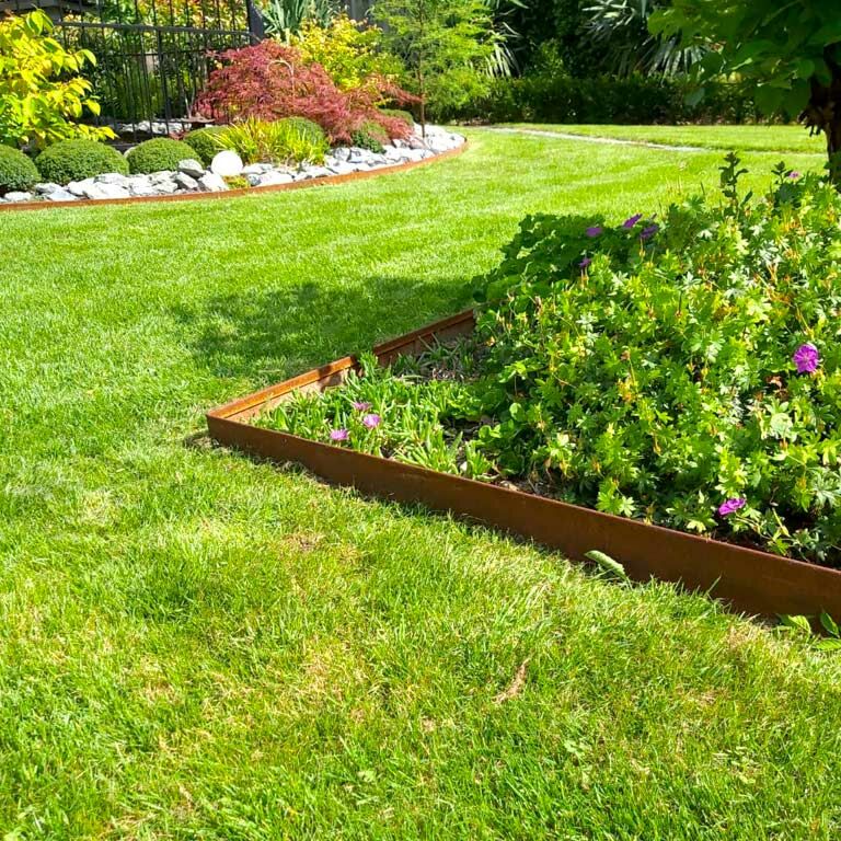 Corten steel border edge flattened 23 cm complete set per 24 metres