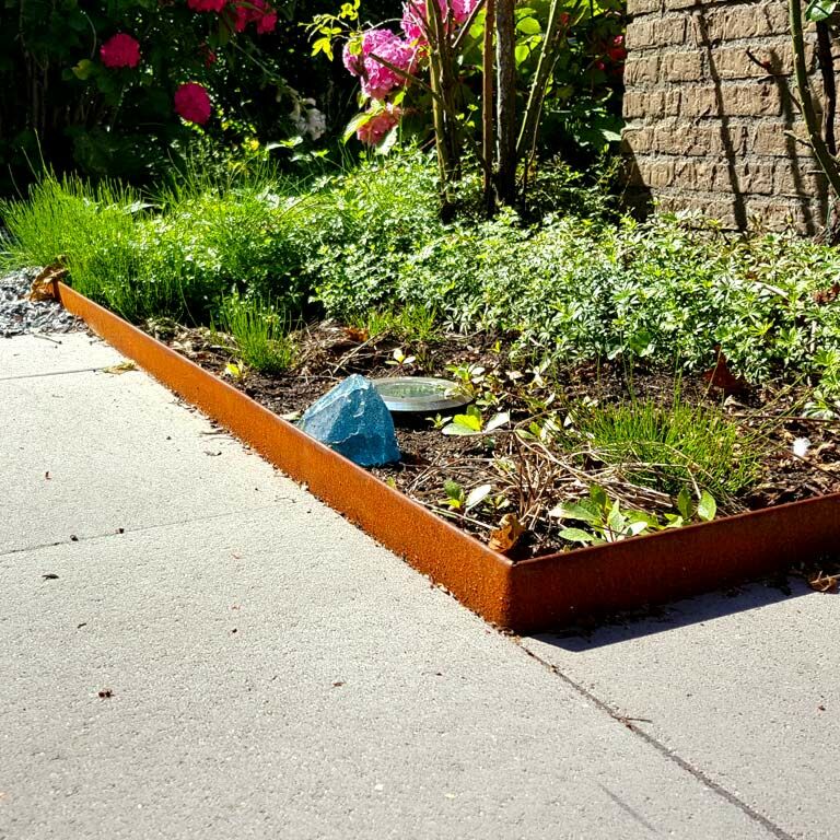 Corten steel border edge flattened 23 cm (length 150 cm)