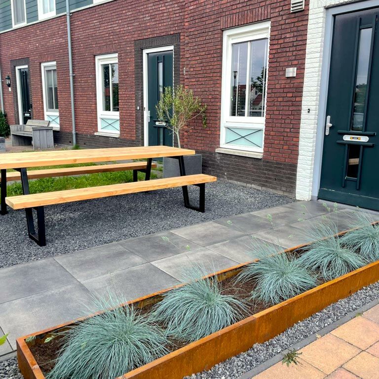 Corten steel border edge angled 22 cm complete set per 24 metres