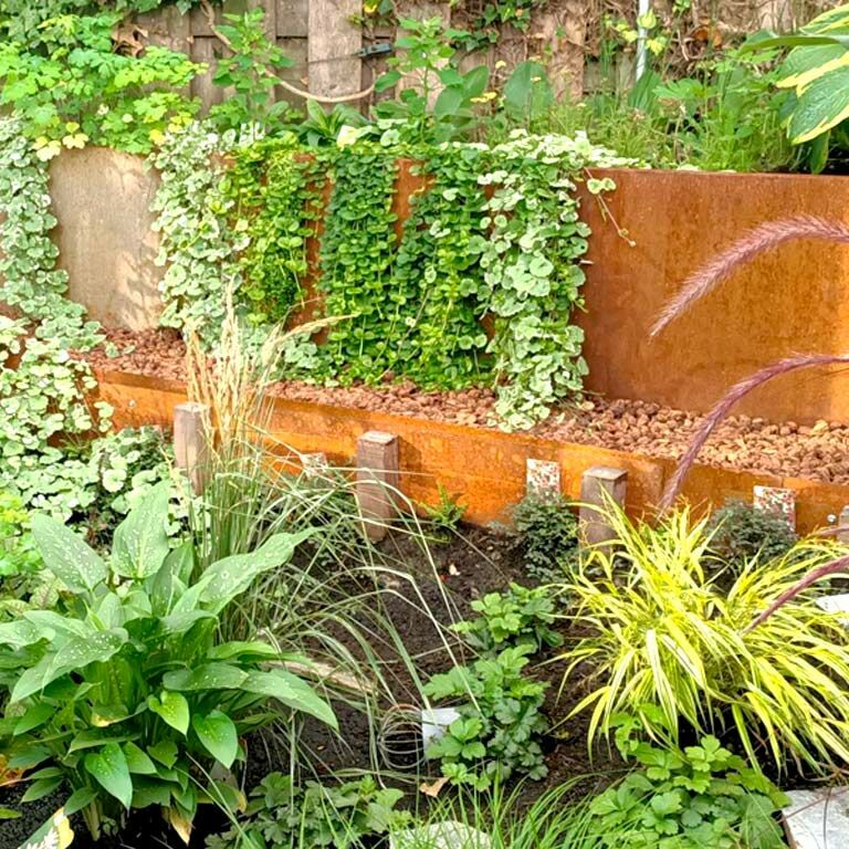 Corten steel border edge straight 25 cm (length 150 cm)