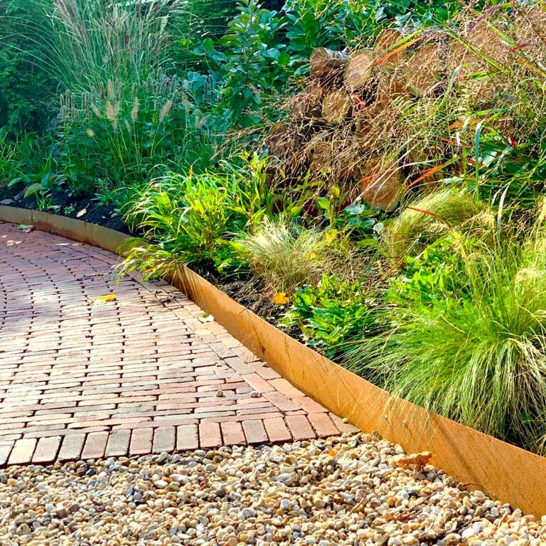 Corten steel border edge straight 15 cm complete set per 24 metres