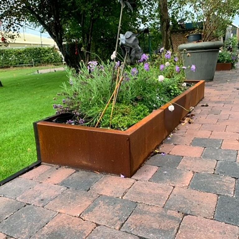 Corten steel retaining wall straight 100 cm (height 40 cm)