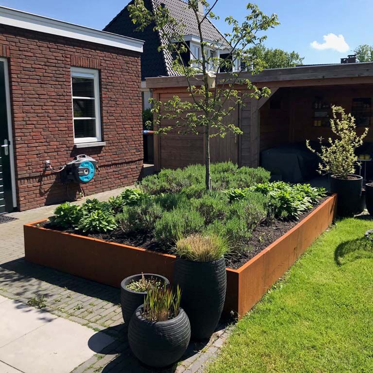 Corten steel retaining wall straight 100 cm (height 50 cm)