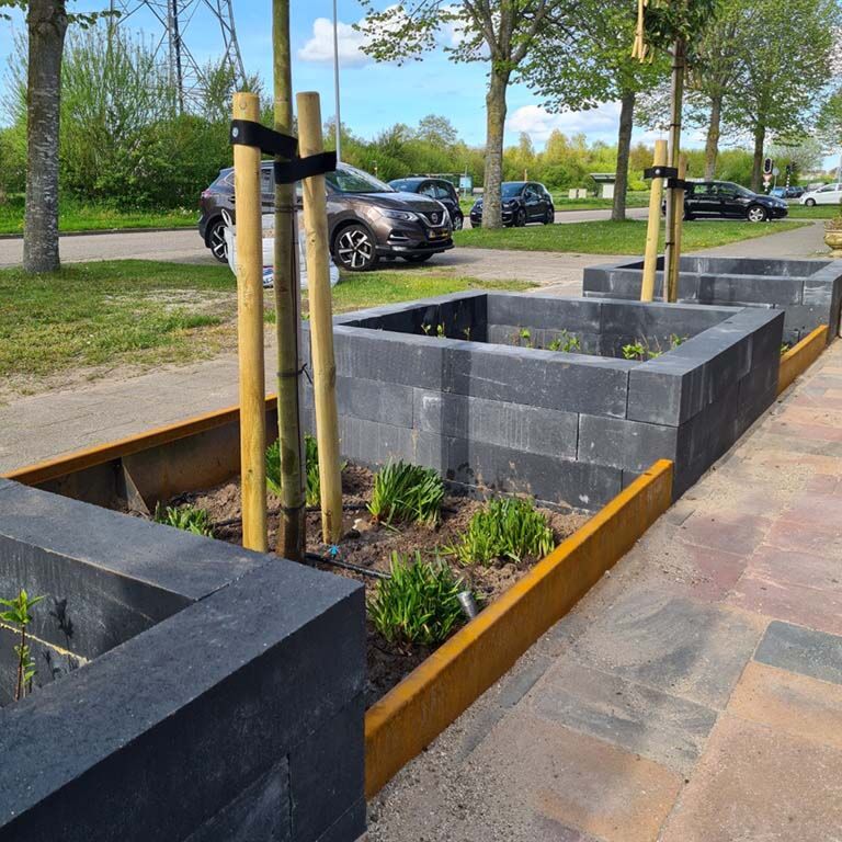 Corten steel retaining wall straight 150 cm (height 30 cm)