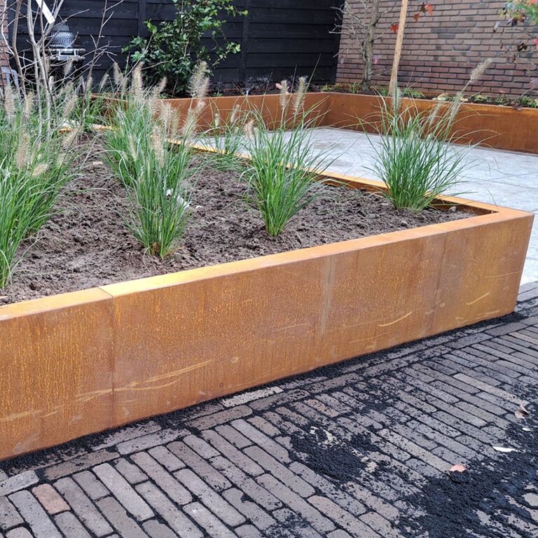 Corten steel retaining wall straight 150 cm (height 40 cm)