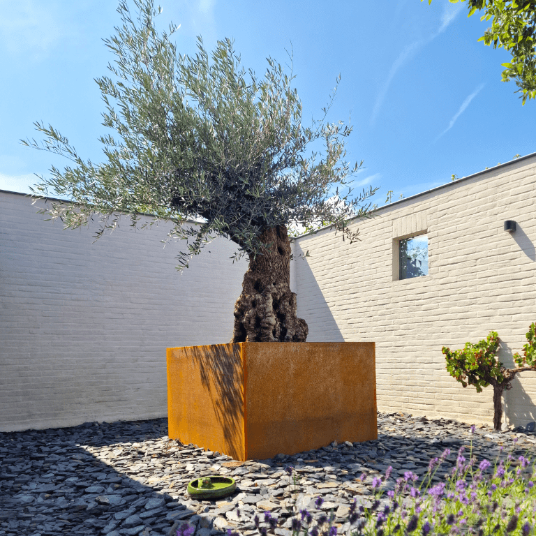 Corten steel welded planters Montana 140 x 140 x 80 cm
