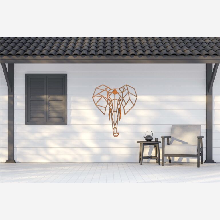 Corten steel wall decor Elephant 2.0