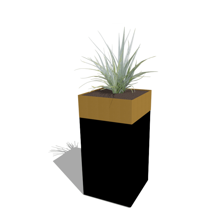Planter set North Carolina black & gold 50 x 50 x 100 cm