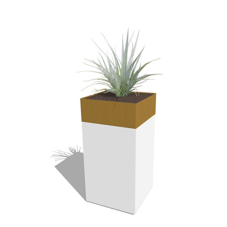 Planter set North Carolina white & gold 50 x 50 x 100 cm
