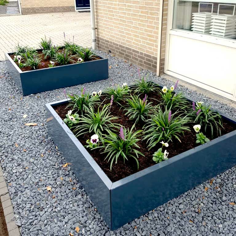 Powder coated steel planter Miami 120 x 120 cm